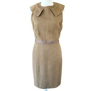 Original Milly of New York Wool Blend Tweed Dress Womens 4 Peter Pan Collar Twee